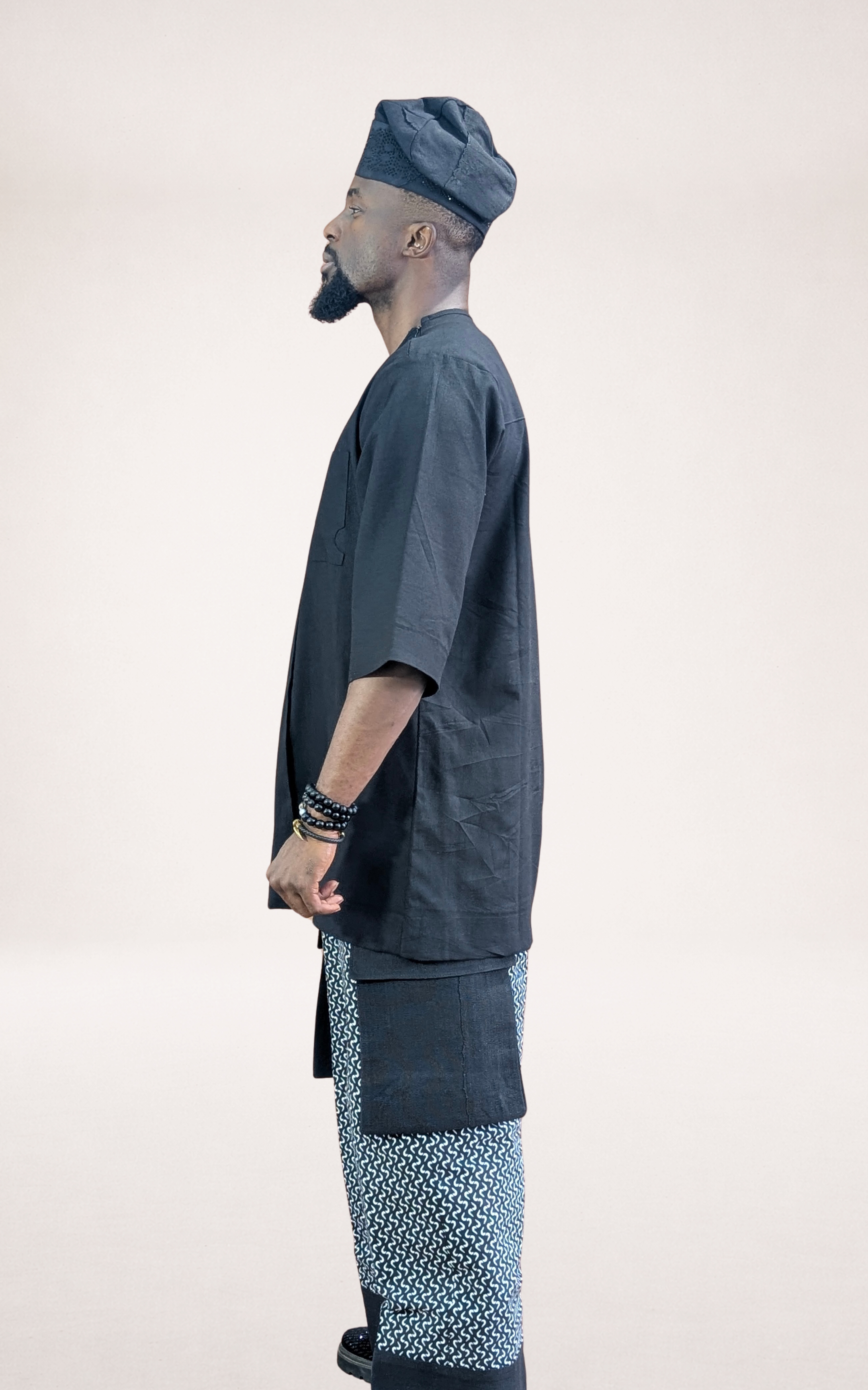 Black Native Shirt /w Black & White Adire Trousers and Black Cap - page 6