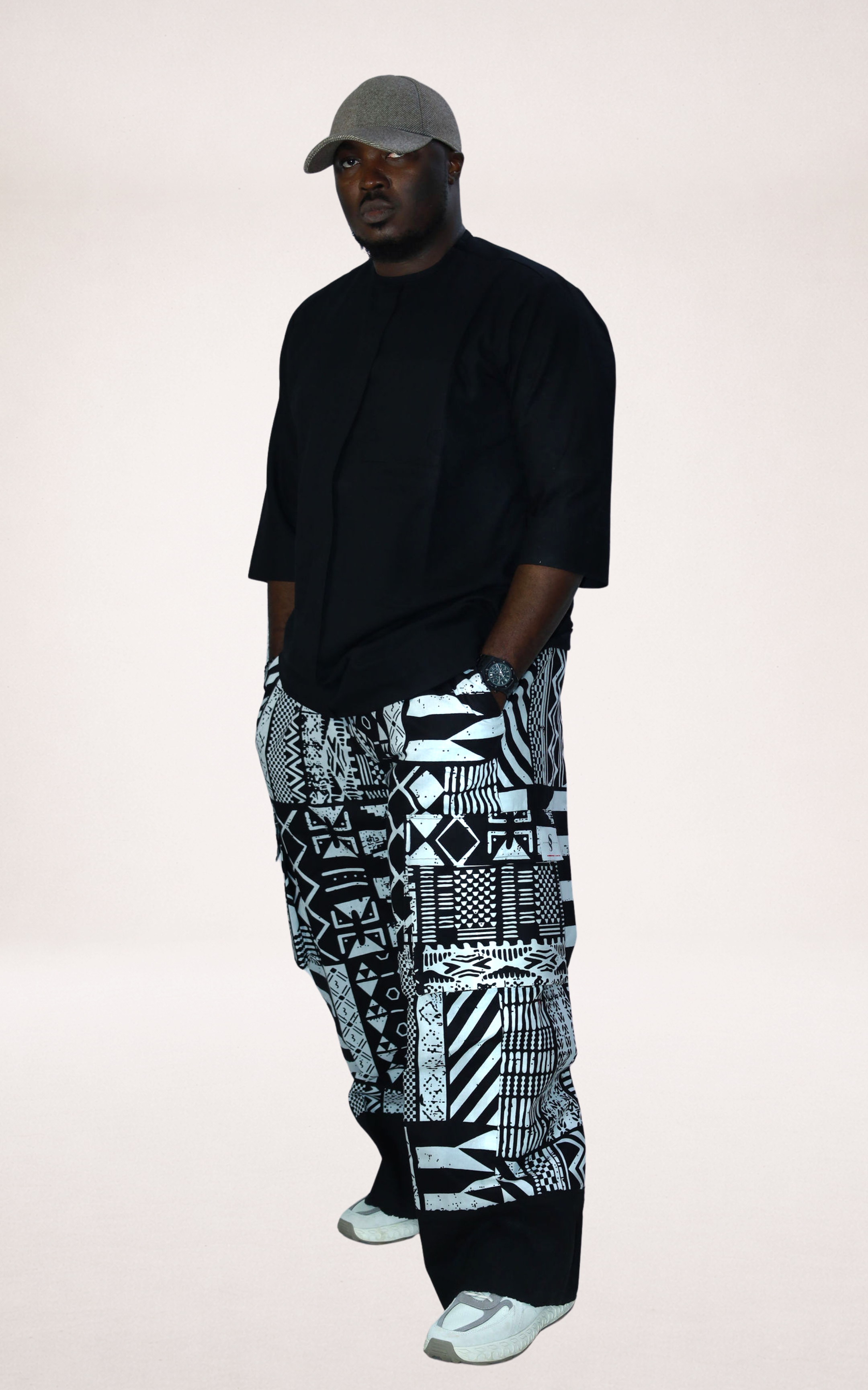 Black & White Aso-oke Trousers - page 1