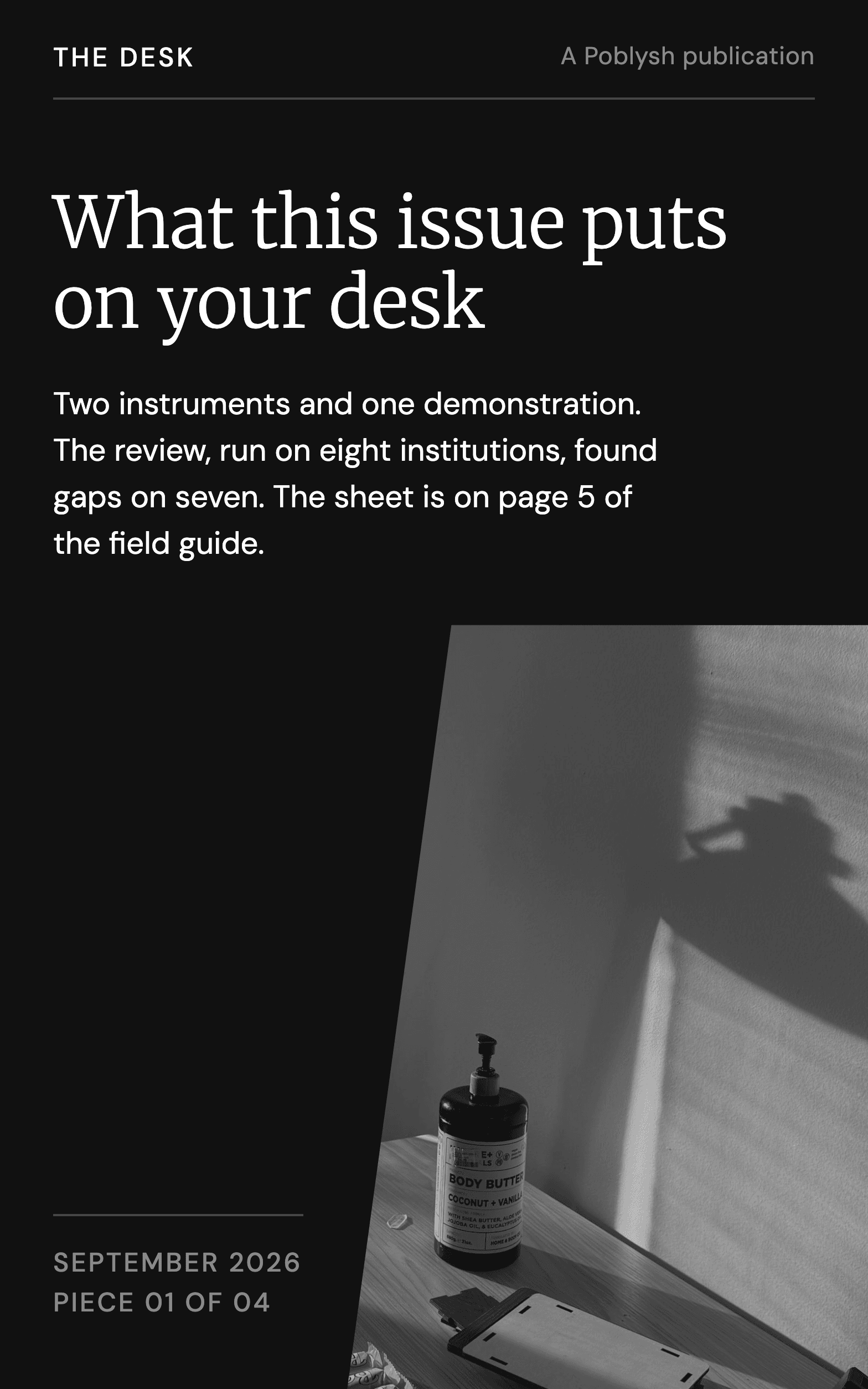 What this issue puts on your desk